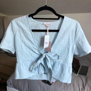 Pacsun Lottie Moss Tie Front Textured Woven Top